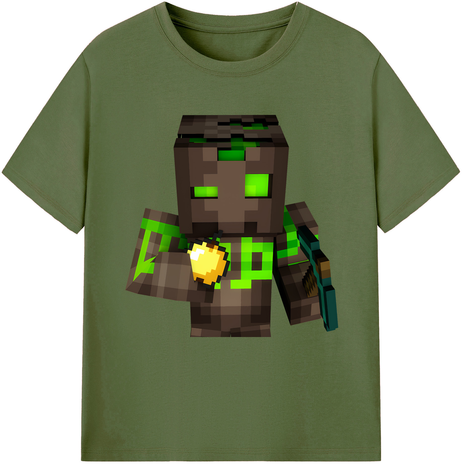 （画像用） マインクラフト ブロックの世界 Minecraft MC Block world 綿100％半袖Tシャツ（フロントプリント）